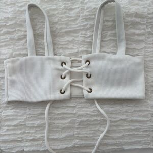 White Lace-Up Bikini Top